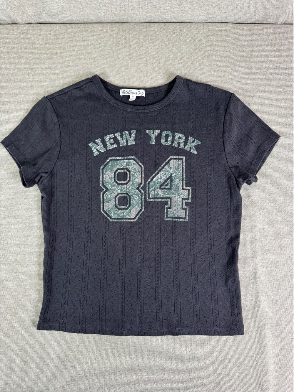 Rebellious One Women's Medium Black Cotton 'New York 84' Graphic T-Shirt